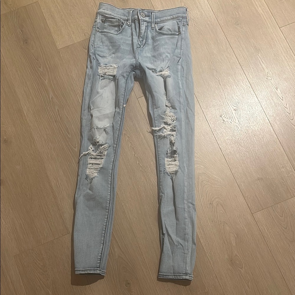 Light Blue Distressed Women Jeans